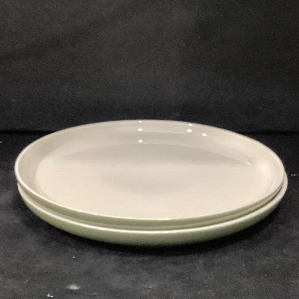 Dowan‎ Cream Dinner Plates, Set of 2, Green Underside, Replacement Dinnerware